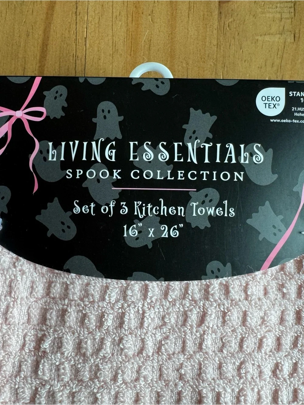 Coquette Ghost with Pink Ribbon Bow Cute Halloween Towels Set